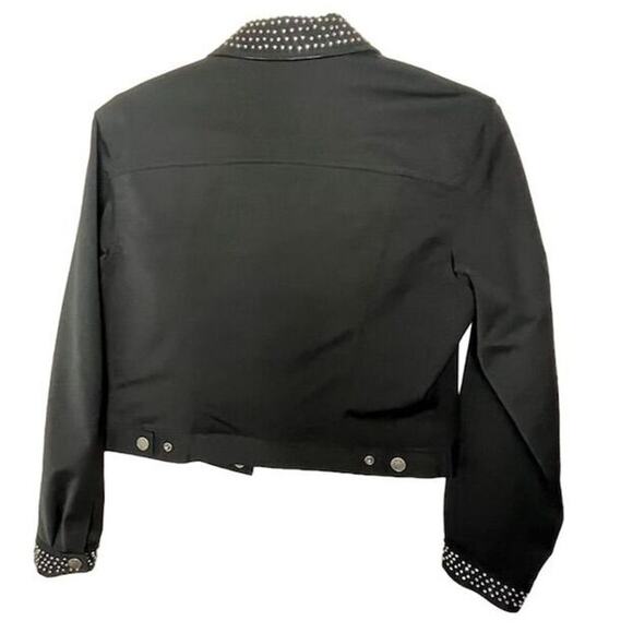 Paolo Santini Studio Women's Black Stretch Jacket 8 Rhinestone Studded - Picture 2 of 6